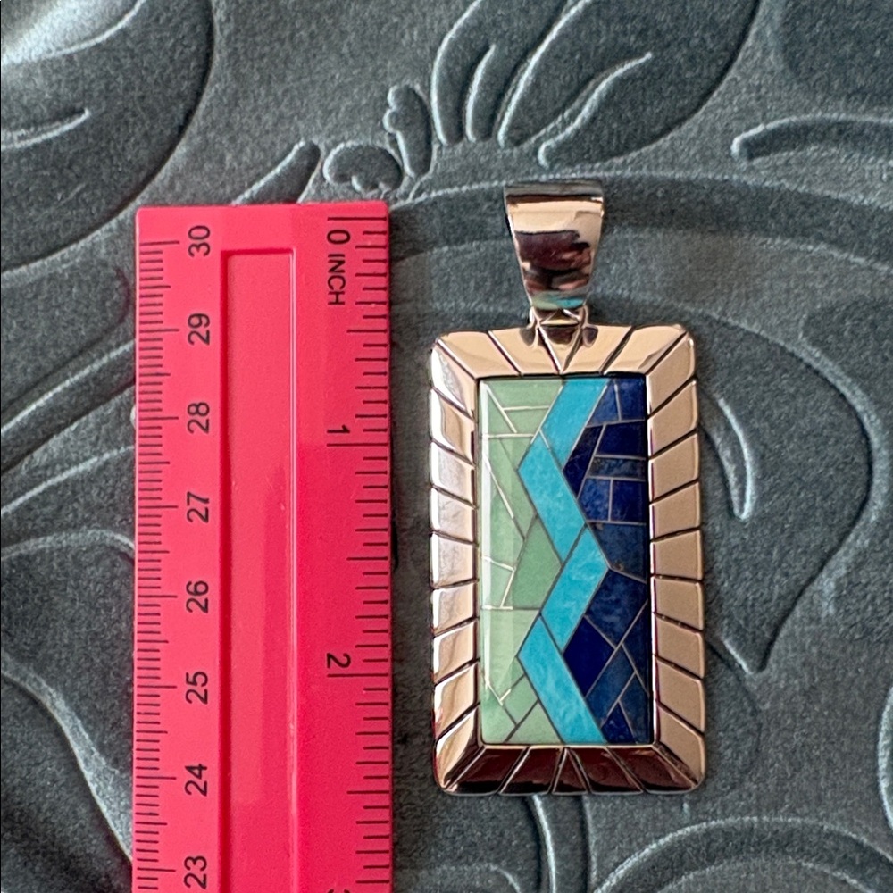 NWOT Carolyn Pollack of Sincerely Southwest-Silver/Turquoise/BlueLapis Pendant - Picture 3 of 13